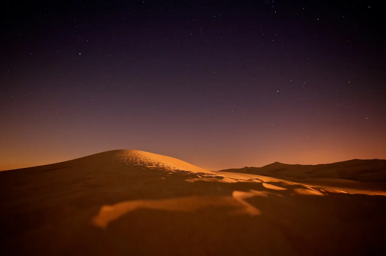 Scenic view of the desert at nightfall